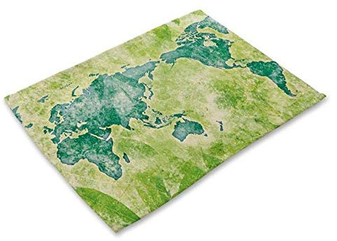1 Stücke Weltkarte Muster Küche Tischset Esstisch Matte Tee Coaster Baumwolle Leinen Pad Schüssel Tasse Matten 42 * 32 cm Wohnkultur MAP0001, L