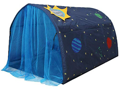 Powcan Kinderzelt für Mädchen Jungen Spielzelt für Kinder Galaxie Sternenhimmel Spielhaus Zelt Kinder Pop up Zelt mit doppeltem Netzvorhang und Tragetasche für Indoor Outdoor Spiele 140x100x80cm