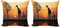 ABAKUHAUS Afrika Dekokissen Kissenbezug 2er Pack, Giraffe im Wilden Wald, Modern Accent Doppelseitiger Digitaldruck, 40x40, Schwarz Orange