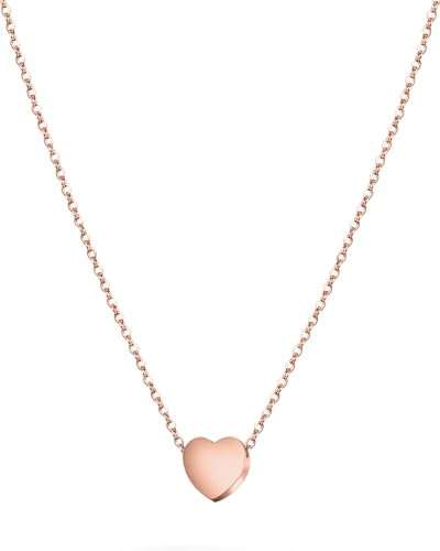 day.berlin Herzkette Damen in Rosegold 18k vergoldet, Halskette mit Anhänger kleines Herz (7x7mm), 316L Edelstahl Kette 45+5cm variable Länge, nickelfrei und wasserfest