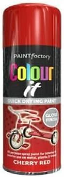 HOMION Colour it prime spray paint 400ml sunshine gloss or matt finish quick drying metal wood aerosol (1, CHERRY RED GLOSS)