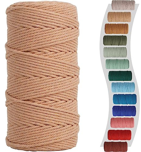 Cordoncino macramè da 3 mm, 200 metri, rosso mattone, per macramè, filo di cotone colorato, per fai da te