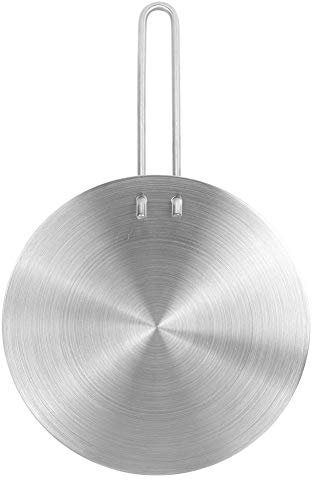 Induktion Adapterplatte 20/22/24CM Induktionsherd Adapterplatte Hitzeverteiler-Platte aus Edelstahl für Induktionsherde, Elektroherde, für Kaffee, Milch, Mit abnehmbarem Griff(20 cm)
