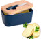 Xabono Butter Dish With Lid Blue Large Preserve the Freshness - Storage Bamboo Knife Attractive Ceramic and Knife, 4.5''x6.1''x2.8'' (BDB)