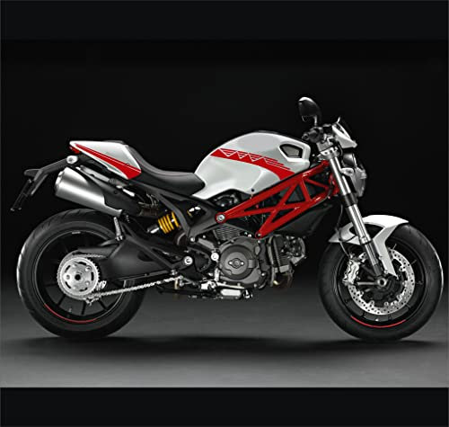 DualColorStampe Adesivi compatibili con Ducati monster 796 696 1100 carena moto serbatoio codino unghia moto COD.M0133 (Rosso)