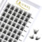 QUEWEL Wimpern Einzeln Einzelne Wimpern Cluster Lashes natürliche Matte Mega D Curl 16mm Wimpern Segmente Breit Fundament Individuelle Wimpern für Augen Makeup DIY Wimpernverlängerung(Fluffy-D-16)