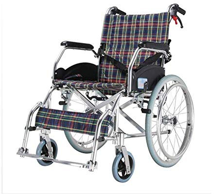 ERNP Sedia A Rotelle in Lega di Alluminio da Viaggio Super Leggera, Pieghevole Auto-Retrattile con Cuscino Traspirante Pneumatico Gonfiabile Sedia da Trasporto Carrello per Anziani/Disabili,Porta