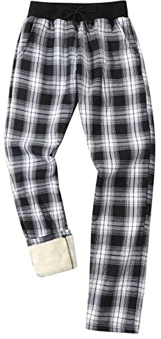Gihuo Herren Winter Fleece Hose Sherpa Gefüttert Sweatpants Active Running Jogger Pants, #2 Plaid (gerade Manschette), XXL