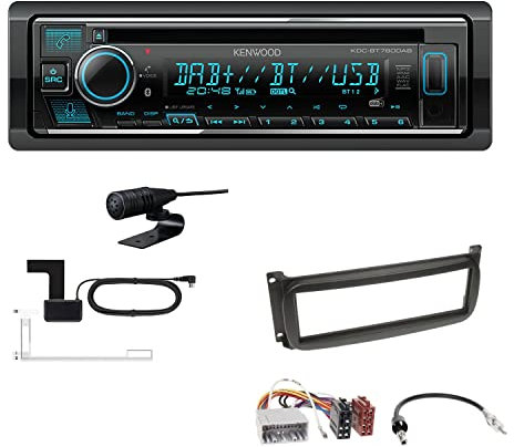 Kenwood KDC-BT760DAB 1-DIN Autoradio CD-Tuner mit Bluetooth Digitalradio DAB+ inkl. Einbauset passend für Jeep Cherokee/Liberty 2001-2008 schwarz