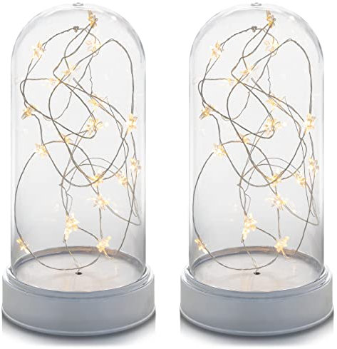 Nipach GmbH 2er Set Deko-Glocke mit Stern-Lichterkette 20 LED warm weiß Batterie Glocke Weihnachts-Deko Batterie Höhe 22 cm Deko-Leuchte Xmas-Deko