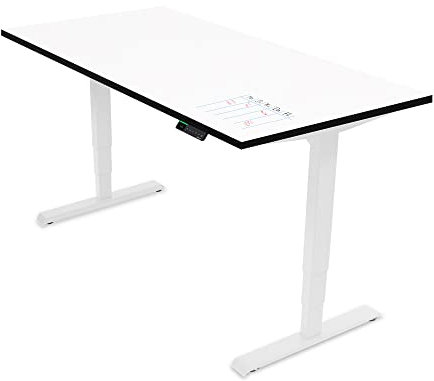 Ergotopia Desktopia Draw höhenverstellbarer Schreibtisch mit Whiteboard Platte - Beschreibbarer Schreibtisch höhenverstellbar mit OLED Display & smarter Erinnerungsfunktion