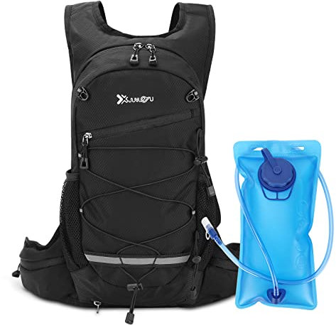 Zaino idrico CestMall con sacca d'acqua da 2 litri Zaino da escursionismo leggero Zaino da idratazione Pacchetto perfetto per il ciclismo all'aperto Maratona Corsa Sci Campeggio Arrampicata (Black)