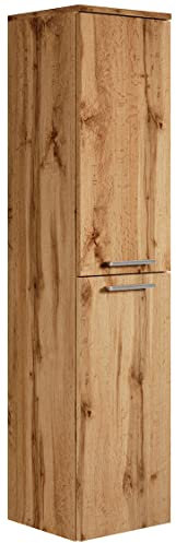 Badezimmer Badschrank Saturnus 130cm Eiche - Regal Schrank Hochschrank Schrank Möbel