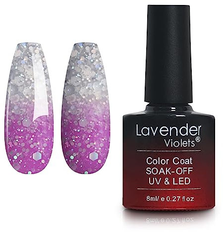 Lavender Violets 8ml Gel Nail Polish Thermal Mood Changing Temperature Change UV LED Soak Off Nail Art Manicure Pedicure Winter White + Purple Wine D312