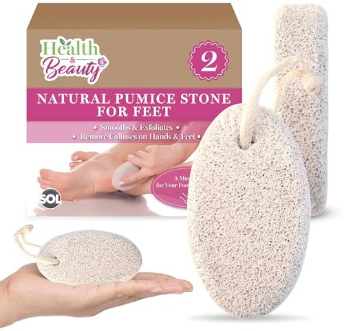 SOL 2pk Natural Pumice Stone - Foot Pumice Stone for Feet and Hands | Pumice Stone for Hands and Feet - 2 Natural Volcanic Stones With Porous Texture for Heels, Toes, Palms & Calluses