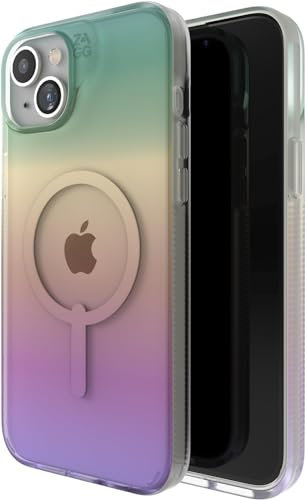 ZAGG Milan Snap, Graphen-verstärkte Hülle für iPhone 14 Plus und iPhone 15 Plus [6.7-Inch], MagSafe kompatibel, kein Vergilben, stossfeste Abdeckung für die Rückseite (Irisierend)