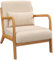 HOMCOM Lounge-Sessel mit Rahmen aus Massivholz, tiefer Sitz, Armlehnen, Samt-Optik, Beige