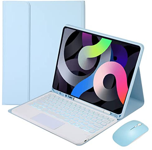 GUPENAA Funda con Teclado para Samsung Galaxy Tab S9 Ultra 14.6'' 2023 (SM-X910/X916B), Contiene Ñ, 7 Colores Retroiluminados, Teclado Magnético Desmontable con Ratón Bluetooth,Azul