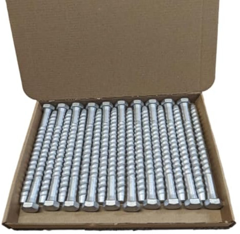 AJ Fixings - Pack 20 Concrete Masonry Bolts - Self Tapping Anchor Screw - Hex Head Galvanised Exterior for Brick/Stone/Concrete (6 x 75mm)