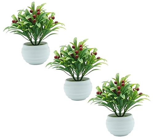 Warmhm 3stücke Künstliche Bonsai-Pflanzen Im Realistische Miniatur-Dekoration Für Wohnzimmer Und Büro Pflegeleicht Und Zeitlos Als Tischdeko Für Moderne Wohnräume