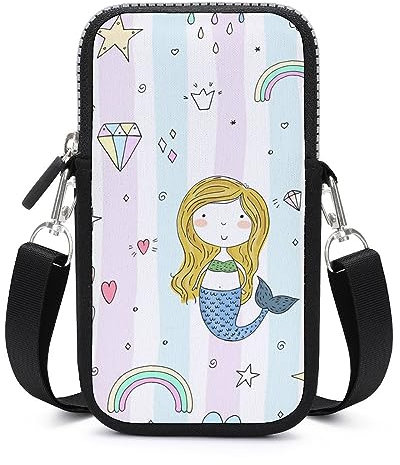 Wangsxing Regenbogen-Nixe Damen Handytasche Brieftasche Handy Crossbody Umhängetasche Schultertasche Geldbörse 17.5x10x2cm