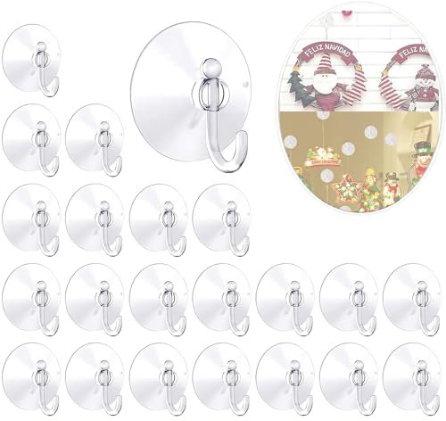 ShnminEU 40 Stück Saugnapf mit Haken Ø 40mm Saugnapf Haken Ohne Bohren Küche mit Saughaken Extra Stark für Weihnachten Geburtstag Partys und Hochzeit