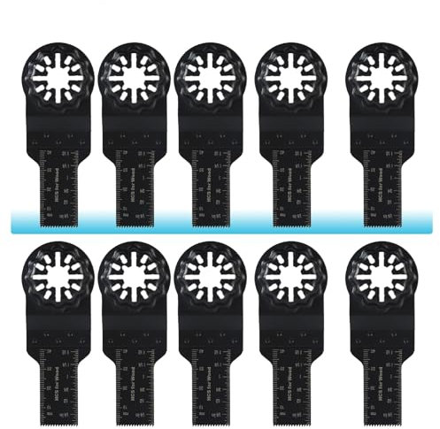 Hojas de sierra oscilante, 10 piezas 10 mm multifuncional oscilante hojas de sierra para madera, plástico, placas de yeso laminadas y otros materiales (10 piezas de dientes finos de 20 mm)