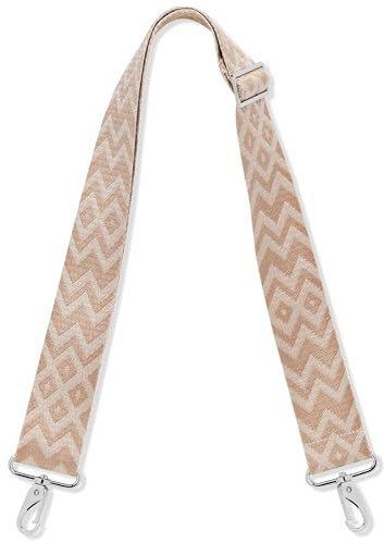 Expatrié Taschengurt zum Wechseln - Jeanne Boho Beige - Verstellbarer Schultergurt für Taschen Umhängetasche Bauchtasche - Flexibler Handtaschen Gurt mit Karabiner