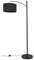 Black Metal Curve Stem Free Standing Light Living Room Floor Lamp with a Charcoal Grey Boucle Shade + LED Bulb