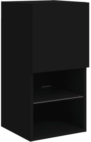 vidaXL TV Schrank, Fernsehschrank mit LED-Leuchten, Lowboard HiFi Schrank mit viel Stauraum, Wandmontage Fernsehtisch TV Möbel, Schwarz