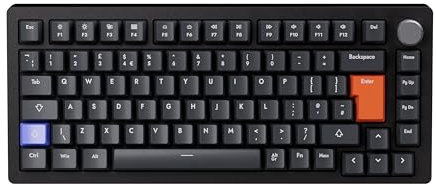 DrunkDeer A75 Rapid Trigger Mechanical Gaming Keyboard Magnetic Switch Keyboard 75% TKL RGB Backlit 82Keys USB Wired Knob ISO UK Layout,Black