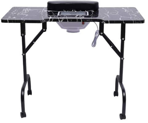 Mesa de uñas para manicura, salón de belleza, estación de escritorio, estación de uñas portátil, portátil, con colector de polvo de uñas, cojín de mano para técnicos domésticos, spa, lugar de trabajo,