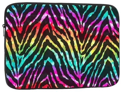 Colorful Rainbow Zebra Printed Laptop Sleeve For 15 Inch Laptop, Shockproof Oxford Fabric Laptop Protective Case Laptop Bag