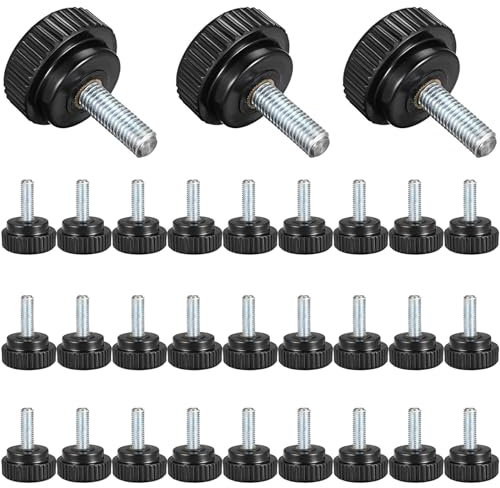 Gerändelte Gummidaumenschraube M4-30 Stück M4 Gewindeschrauben Edelstahlschrauben, gerändelte Muttern Flachkopfschraube M4, Maschinenschrauben Sicherungsschrauben Distanzbolzen M4 Schwarz