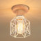 iDEGU 15cm Deckenleuchte Vintage, Industrial Pendelleuchte Holz und Metall in Lampe im Industrie Design Käfig Lampenschirm E27 Hängelampe Weiß Deckenlampe für Flur, Schlafzimmer, Küche, Esszimmer