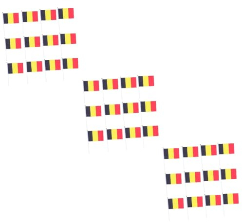 VANZACK Lot De 3 Bâtons De Drapeau National Belge Portables Avec Drapeaux À Pour Salle De Classe Fête 50 Pièces X 3