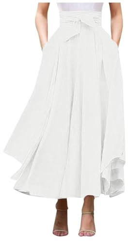 Faltenrock Damen Elegant Plisseerock - Rockabilly Rock mit Gürtel Taschen Dirndlrock Sommer Trachten Tellerrock Klassischer Einfarbiger Knielanges Skirt Röcke Strickrock Tennisrock