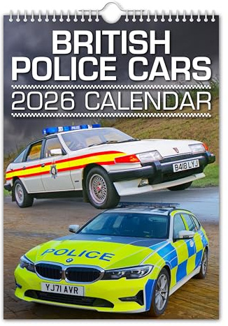 British Police Cars Wandkalender 2025 // Autos/Autofahren/Nostalgie/Weihnachten/Geburtstag/Geschenkidee/Geschenk/Neuheit (Vollfarbig, A4-Größe)