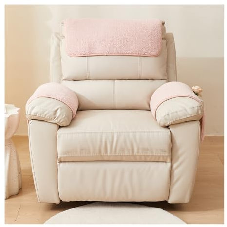 HonunGron Sofa-Armbezug, Lamm Samt Armlehnenbezüge mit Taschen, Plüsch Kopfstützenbezug für Sessel, rutschfeste Armlehnenschoner, Kopfstützenbezug für Sofa Stuhl Couch (Rosa,1-Sitzer | 3 STK)