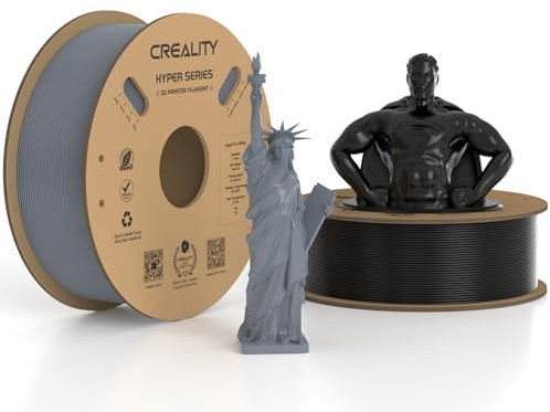 Creality Hyper PLA Filament 1.75 mm 2 KG Schwarz & Grau, 30-600 mm/s Hochgeschwindigkeits PLA 3D Drucker Filament, 2 Pack 1KG Spule (2.2 lbs) PLA, Maßgenauigkeit +/-0.03 mm, für die meisten 3D Drucker