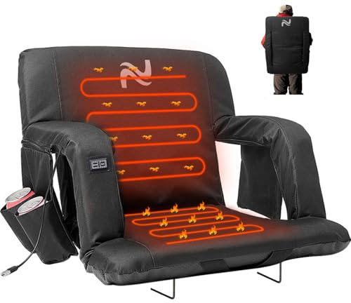 LILYPELLE Double Heated Stadium Seat Bleacher Seat with Back & Arm Support, Portable 6 Reclinng Positions Stadium Seating for Bleachers, Wide Bleacher Seats for Sports Events, Outing, Hiking