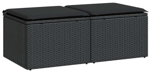 vidaXL 2-TLG. Garten-Sofagarnitur mit Kissen Schwarz Poly Rattan
