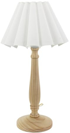 ValueLights | Natural Wood Candlestick Table Lamp with White Pleated Tapered Shade Living Room Bedroom Light | Table Lamps, Home Décor & Improvement Essential | Included LED Bulb