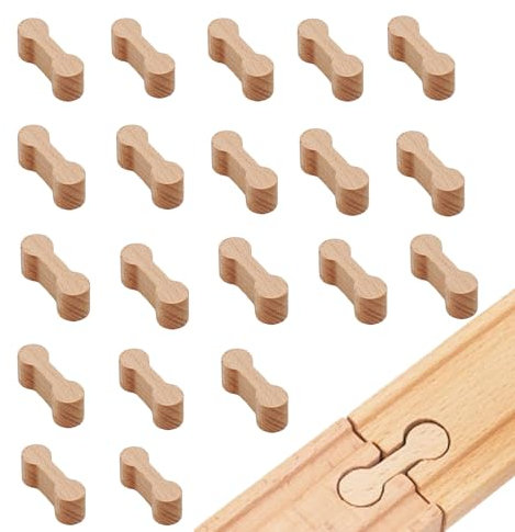 20 Stück Holzeisenbahn Zubehör,Zubehör Holzeisenbahn,Wooden Brio Schienen,Brio Zubehör,Holzeisenbahn Schienen,für Kinder Lego Spielzeug Schienenverbinder,Zug Connector,Wiederverwendbare (20 Holzfarbe)