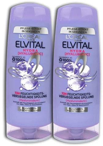 2 er Pack Loreal Elvital Spülung Hydra Hyaluron Feuchtigkeitsspendend 2 x 250 ml