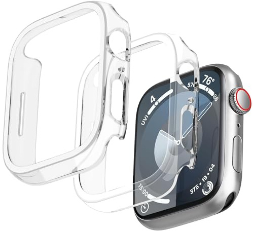 GEEDOOWIN 2 Pack [NO Screen Protector] Bumper Case for Apple Watch Series 9/8/7 41mm, Slim Thin Shockproof Bumper Cover, Hard PC Protective Frame All-Around Edge for iWatch 41mm Accessories, Clear