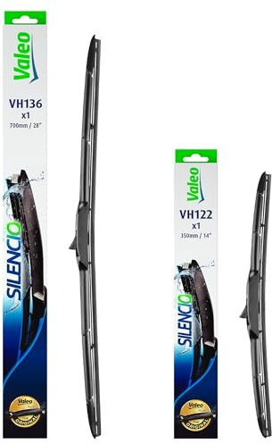 VALEO Silencio Wischer - Set aus Premium Ganzjahres-Originalausrüstungs-Ersatz-Hybrid-Wischerblättern VH136 + VH122 - Vorne, Länge: 700mm + 350mm - Set mit 2 Wischerblättern 574736 + 574722