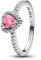 PANDORA Timeless Erhabenes Rosafarbenes Herz Ring aus Sterling Silber mit Zirkonia, Größe: 56, 198421C03-56