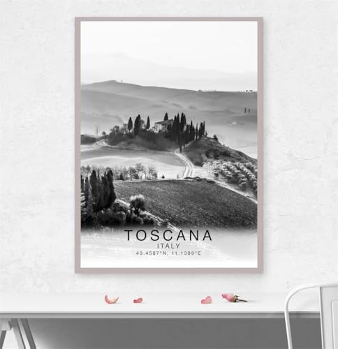 Schwarz-Weiß-Poster Toskana Reisedruck Toskana Kunst Italien Natur Landschaft Leinwand Malerei Unikat Wand Kunst Home Room Decor 50X70Cm Kein Rahmen