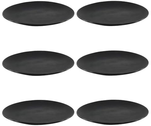Home4You Speiseteller 6er Set Flachteller Essteller - Steingut - Schwarz Matt Ø 27 cm